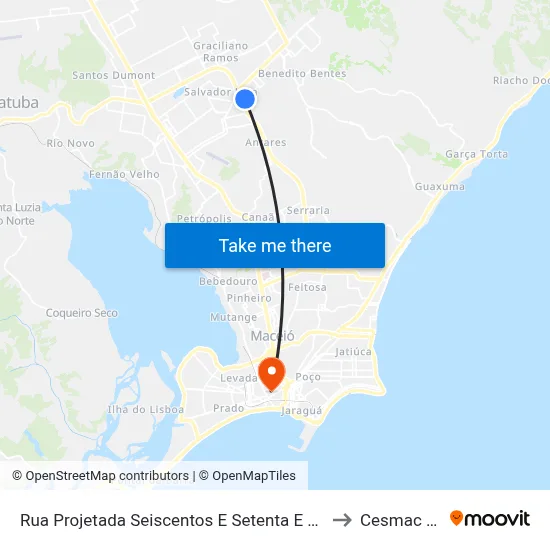 Rua Projetada Seiscentos E Setenta E Um 824-872 - Antares Maceió - Al Brasil to Cesmac - Campus IV map