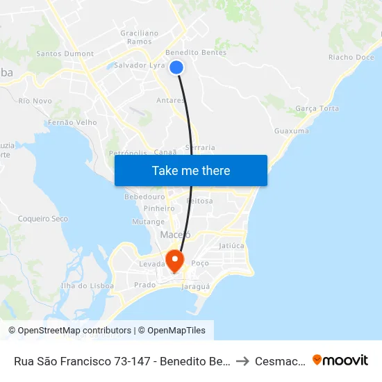 Rua São Francisco 73-147 - Benedito Bentes Maceió - Al República Federativa Do Brasil to Cesmac - Campus IV map