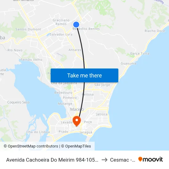 Avenida Cachoeira Do Meirim 984-1052 - Benedito Bentes Maceió - Al Brasil to Cesmac - Campus IV map