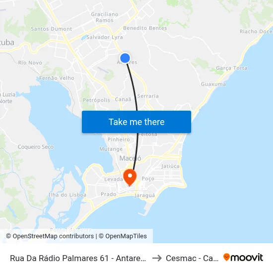 Rua Da Rádio Palmares 61 - Antares Maceió - Al Brasil to Cesmac - Campus IV map