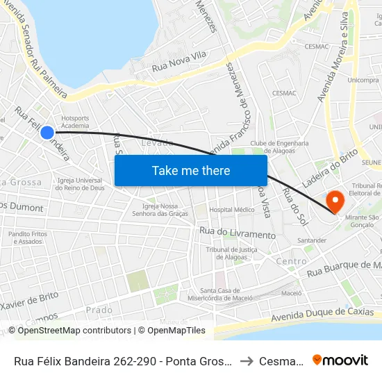 Rua Félix Bandeira 262-290 - Ponta Grossa Maceió - Al 57014-420 República Federativa Do Brasil to Cesmac - Campus IV map