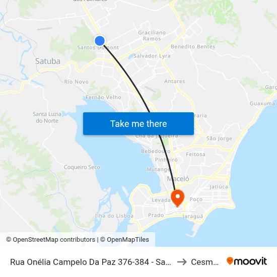 Rua Onélia Campelo Da Paz 376-384 - Santos Dumont Maceió - Al 57075-720 República Federativa Do Brasil to Cesmac - Campus IV map
