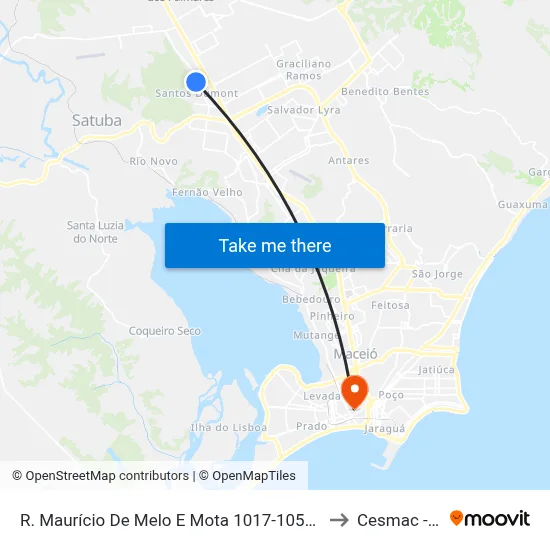 R. Maurício De Melo E Mota 1017-1059 - Santos Dumont Maceió - Al Brasil to Cesmac - Campus IV map