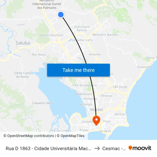 Rua D 1863 - Cidade Universitária Maceió - Al República Federativa Do Brasil to Cesmac - Campus IV map