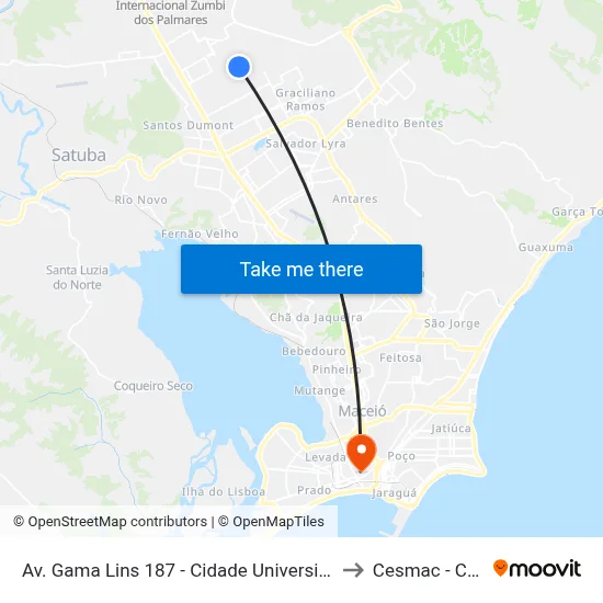 Av. Gama Lins 187 - Cidade Universitária Maceió - Al Brasil to Cesmac - Campus IV map