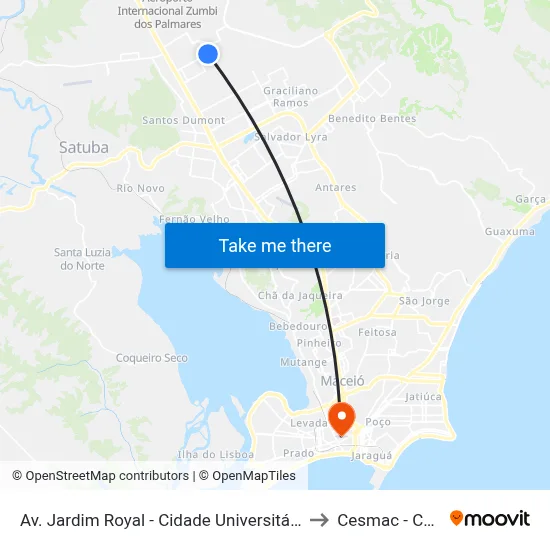 Av. Jardim Royal - Cidade Universitária Maceió - Al Brasil to Cesmac - Campus IV map