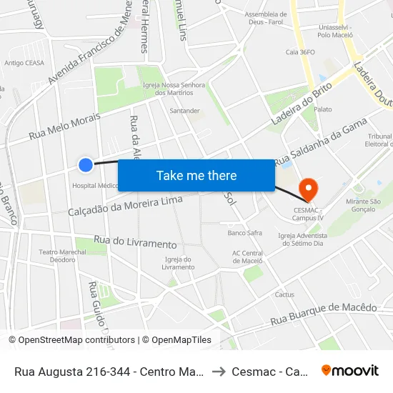 Rua Augusta 216-344 - Centro Maceió - Al Brasil to Cesmac - Campus IV map