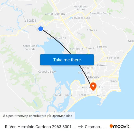 R. Ver. Hermínio Cardoso 2963-3001 - Rio Novo Maceió - Al Brasil to Cesmac - Campus IV map
