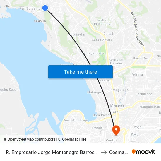 R. Empresário Jorge Montenegro Barros 3824-3898 - Santa Amelia Maceió - Al 57063-000 Brasil to Cesmac - Campus IV map