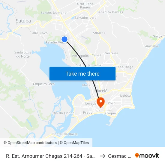 R. Est. Arnoumar Chagas 214-264 - Santa Amelia Maceió - Al 57063-430 Brasil to Cesmac - Campus IV map