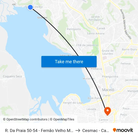 R. Da Praia 50-54 - Fernão Velho Maceió - Al Brasil to Cesmac - Campus IV map