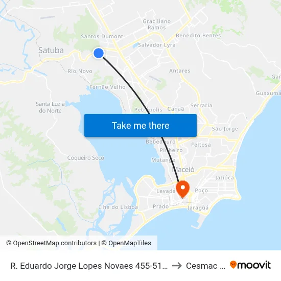 R. Eduardo Jorge Lopes Novaes 455-515 - Clima Bom Maceió - Al 57071-060 Brasil to Cesmac - Campus IV map