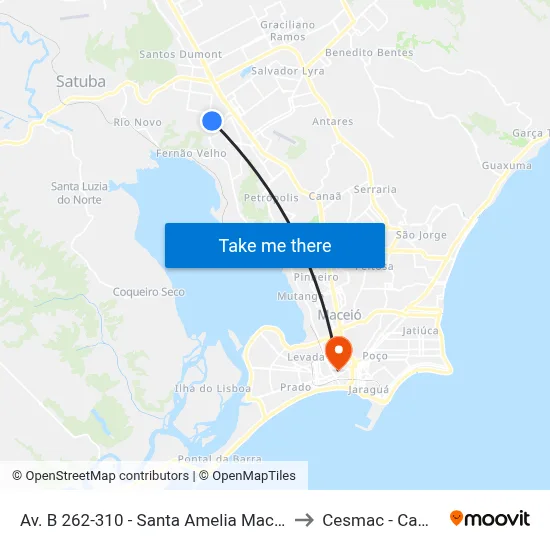 Av. B 262-310 - Santa Amelia Maceió - Al Brasil to Cesmac - Campus IV map