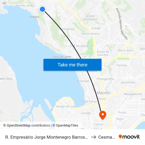 R. Empresário Jorge Montenegro Barros 3413-3517 - Santa Amelia Maceió - Al 57063-000 Brasil to Cesmac - Campus IV map