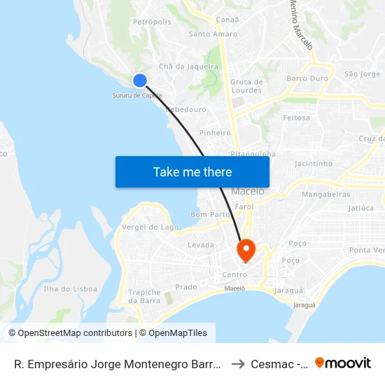 R. Empresário Jorge Montenegro Barros 2-392 Maceió - Al 57045-055 Brasil to Cesmac - Campus IV map