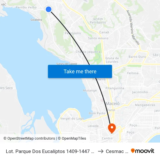 Lot. Parque Dos Eucalíptos 1409-1447 - Santa Amelia Maceió - Al 57061-620 Brasil to Cesmac - Campus IV map