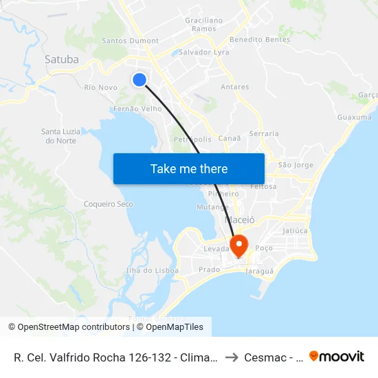 R. Cel. Valfrido Rocha 126-132 - Clima Bom Maceió - Al 57071-070 Brasil to Cesmac - Campus IV map
