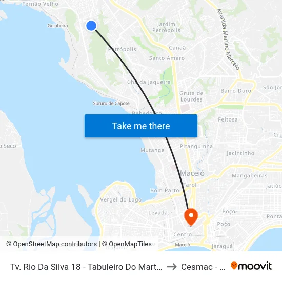 Tv. Rio Da Silva 18 - Tabuleiro Do Martins Maceió - Al 57060-175 Brasil to Cesmac - Campus IV map
