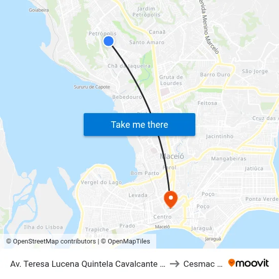 Av. Teresa Lucena Quintela Cavalcante 1046-1084 - Petrópolis Maceió - Al Brasil to Cesmac - Campus IV map