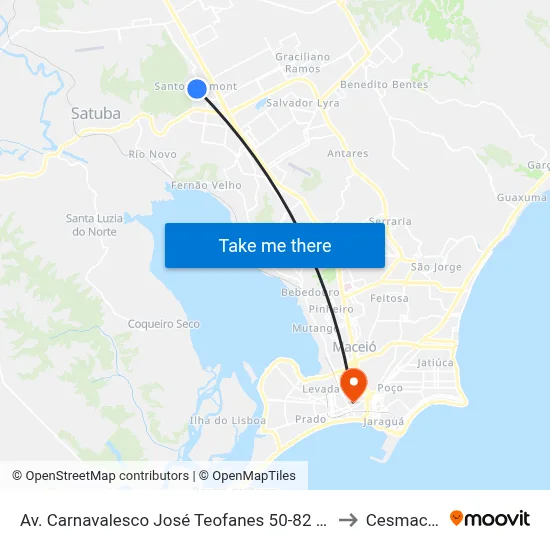 Av. Carnavalesco José Teofanes 50-82 - Santos Dumont Maceió - Al 57075-530 Brasil to Cesmac - Campus IV map