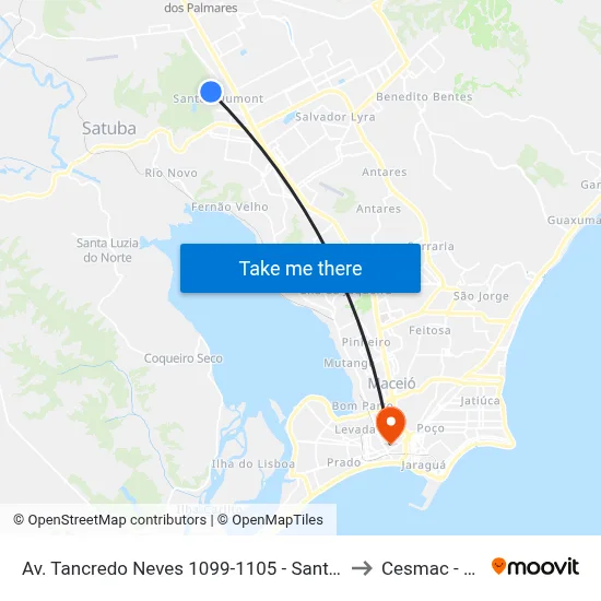 Av. Tancredo Neves 1099-1105 - Santos Dumont Maceió - Al Brasil to Cesmac - Campus IV map