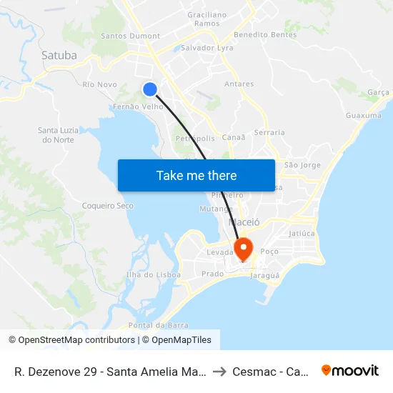 R. Dezenove 29 - Santa Amelia Maceió - Al Brasil to Cesmac - Campus IV map