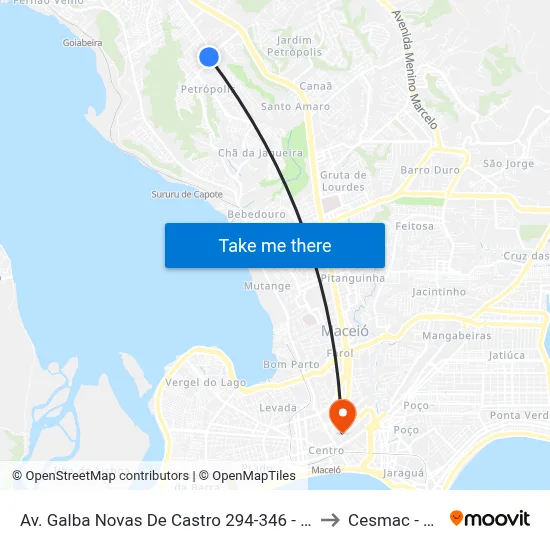 Av. Galba Novas De Castro 294-346 - Petrópolis Maceió - Al Brasil to Cesmac - Campus IV map