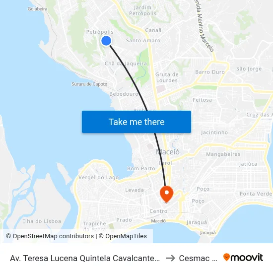 Av. Teresa Lucena Quintela Cavalcante 973-1029 - Petrópolis Maceió - Al Brasil to Cesmac - Campus IV map
