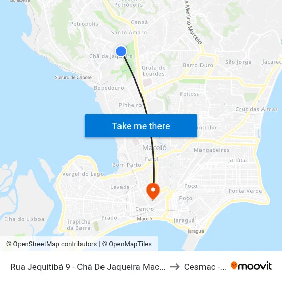 Rua Jequitibá 9 - Chá De Jaqueira Maceió - Al República Federativa Do Brasil to Cesmac - Campus IV map