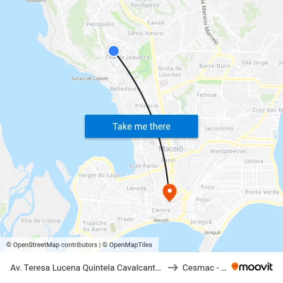 Av. Teresa Lucena Quintela Cavalcante 41 - Petrópolis Maceió - Al Brasil to Cesmac - Campus IV map