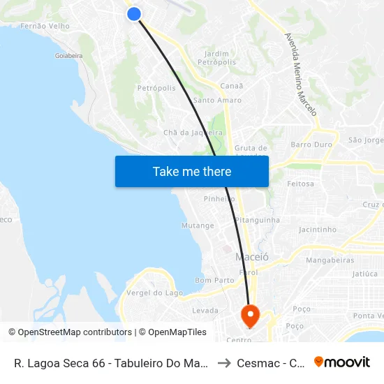 R. Lagoa Seca 66 - Tabuleiro Do Martins Maceió - Al Brasil to Cesmac - Campus IV map