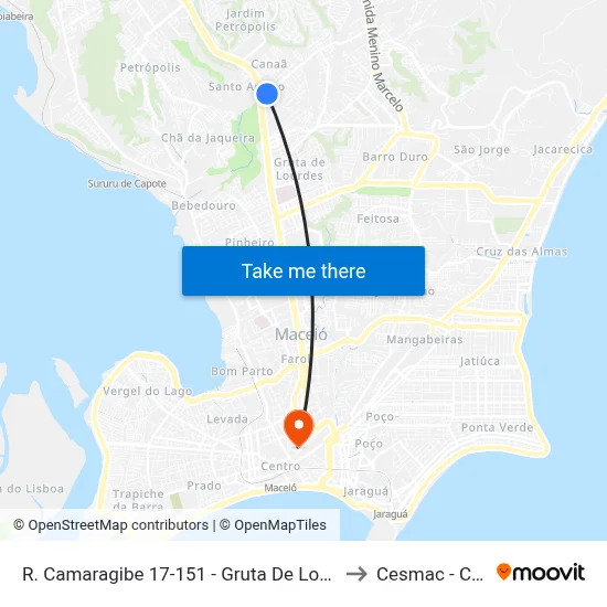 R. Camaragibe 17-151 - Gruta De Lourdes Maceió - Al Brasil to Cesmac - Campus IV map
