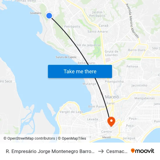 R. Empresário Jorge Montenegro Barros 2613-2697 - Santa Amelia Maceió - Al Brasil to Cesmac - Campus IV map