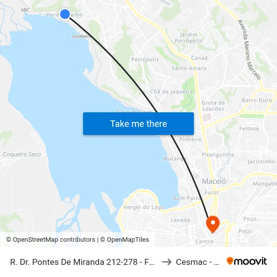 R. Dr. Pontes De Miranda 212-278 - Fernão Velho Maceió - Al Brasil to Cesmac - Campus IV map