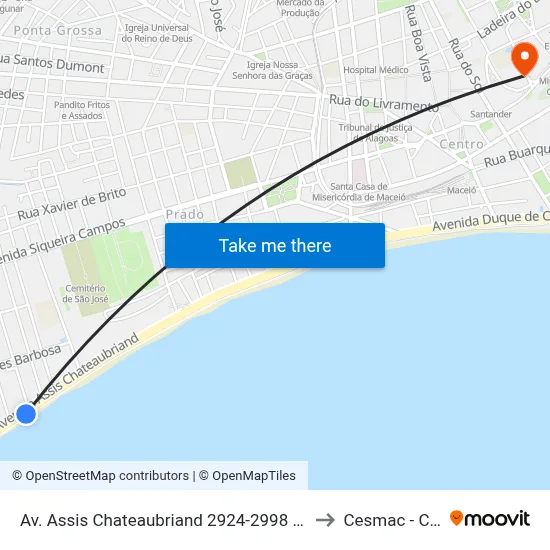 Av. Assis Chateaubriand 2924-2998 - Prado Maceió - Al Brasil to Cesmac - Campus IV map