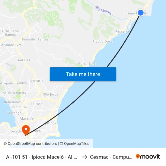 Al-101 51 - Ipioca Maceió - Al Brasil to Cesmac - Campus IV map