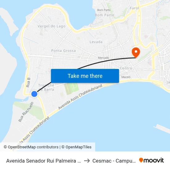 Avenida Senador Rui Palmeira 5193 to Cesmac - Campus IV map