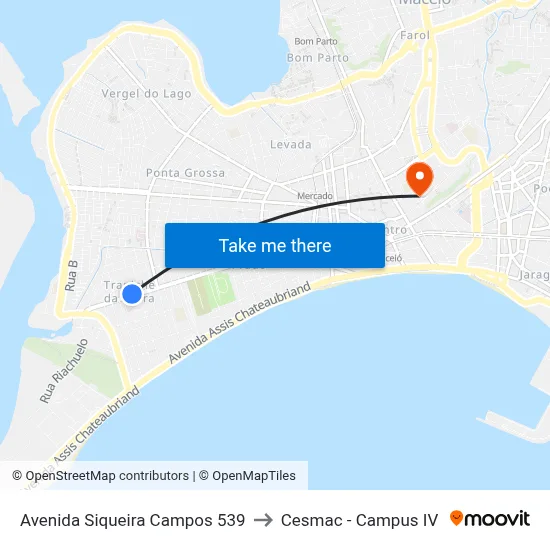 Avenida Siqueira Campos 539 to Cesmac - Campus IV map