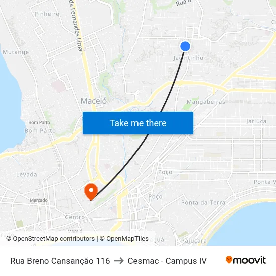 Rua Breno Cansanção 116 to Cesmac - Campus IV map