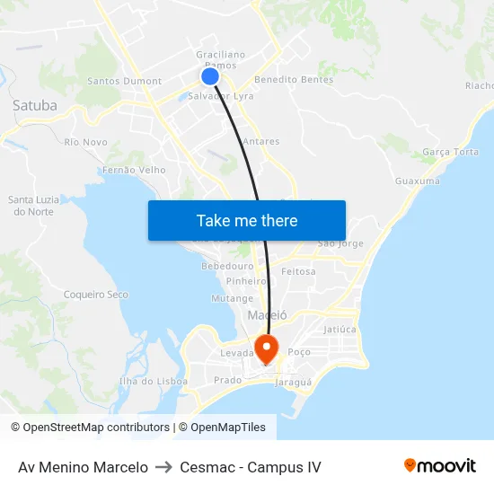 Av Menino Marcelo to Cesmac - Campus IV map