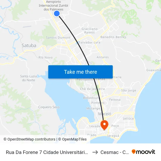 Rua Da Forene 7 Cidade Universitária Maceió - Alagoas Brasil to Cesmac - Campus IV map