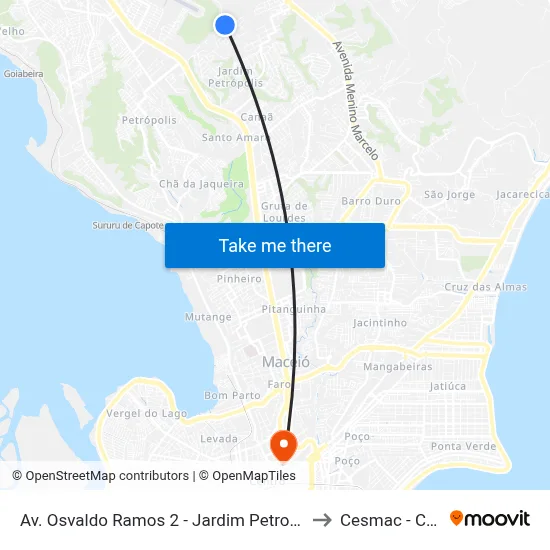 Av. Osvaldo Ramos 2 - Jardim Petropolis Maceió - Al Brazil to Cesmac - Campus IV map