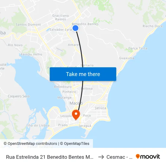 Rua Estrelinda 21 Benedito Bentes Maceió - Alagoas 57085-811 Brasil to Cesmac - Campus IV map