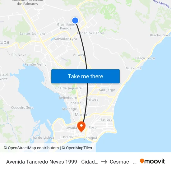 Avenida Tancredo Neves 1999 - Cidade Universitária Maceió - Al Brasil to Cesmac - Campus IV map