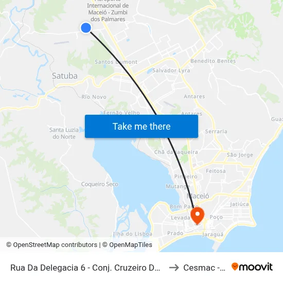 Rua Da Delegacia 6 - Conj. Cruzeiro Do Sul Rio Largo - Al 57100-000 Brasil to Cesmac - Campus IV map