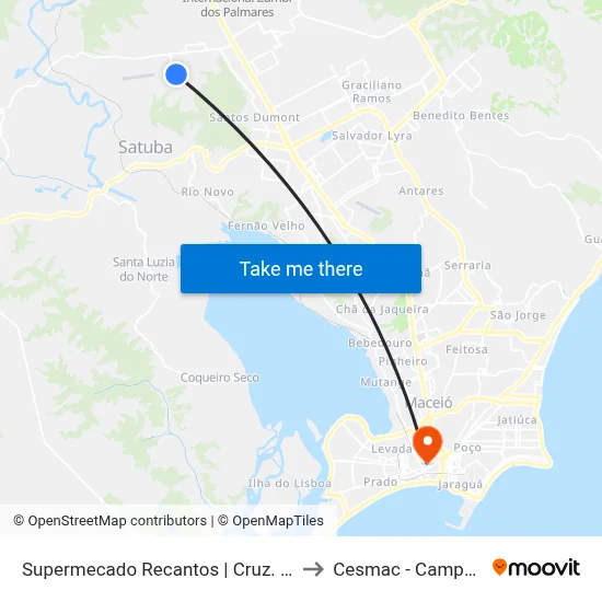 Supermecado Recantos | Cruz. Do Sul to Cesmac - Campus IV map