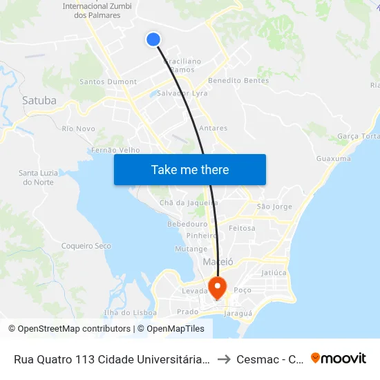 Rua Quatro 113 Cidade Universitária Maceió - Alagoas Brasil to Cesmac - Campus IV map