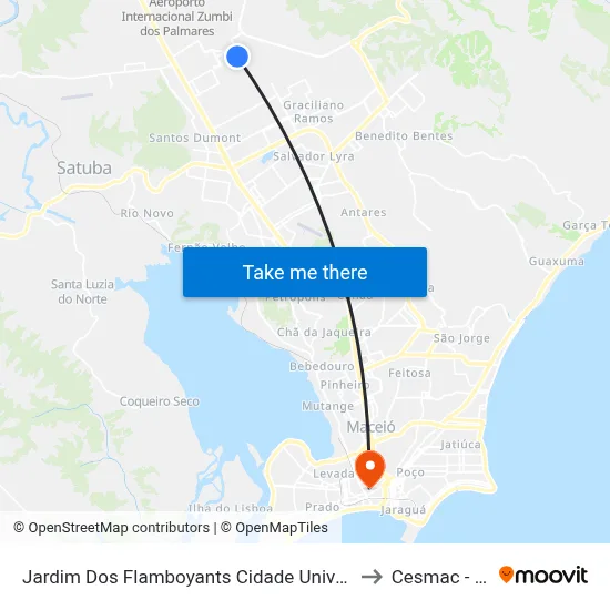 Jardim Dos Flamboyants Cidade Universitária Maceió - Alagoas Brasil to Cesmac - Campus IV map