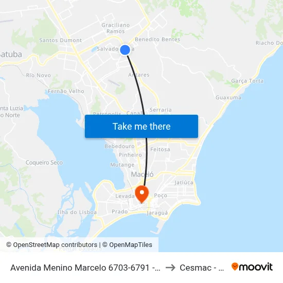 Avenida Menino Marcelo 6703-6791 - Barro Duro Maceió - Al Brasil to Cesmac - Campus IV map