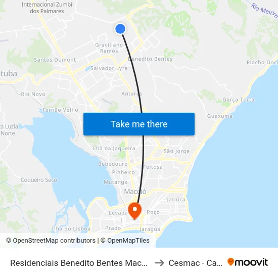 Residenciais Benedito Bentes Maceió - Alagoas Brasil to Cesmac - Campus IV map